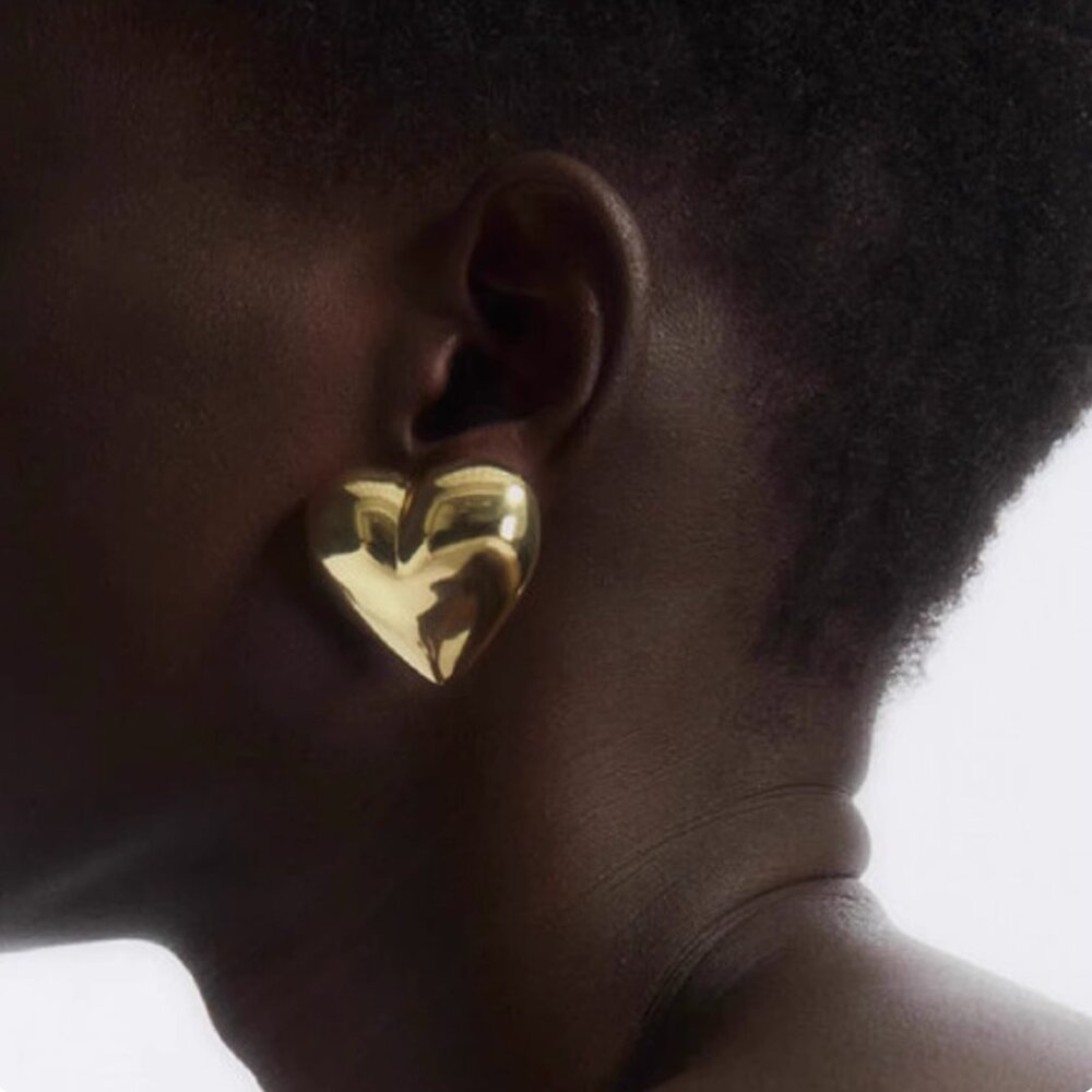 COS Heart Clip On Earrings Gold